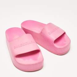 Balenciaga Pink Rubber Platform Chunky Sandals Size 37