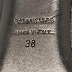 Balenciaga Black Leather Logo Knife Pointed Toe Mules Size 38