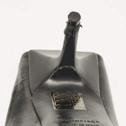Balenciaga Black Leather Logo Knife Pointed Toe Mules Size 38