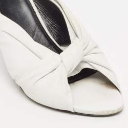 Balenciaga White Leather Knot Open Toe Slide Sandals Size 40.5