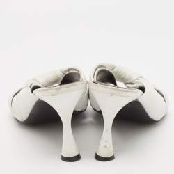 Balenciaga White Leather Knot Open Toe Slide Sandals Size 40.5
