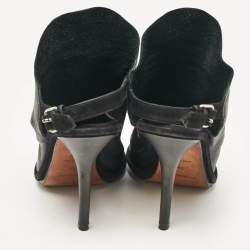 Balenciaga Black Leather Open Toe Slingback Mule Sandals Size 38