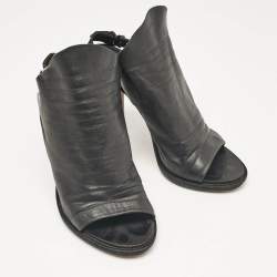 Balenciaga Black Leather Open Toe Slingback Mule Sandals Size 38