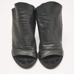 Balenciaga Black Leather Open Toe Slingback Mule Sandals Size 38