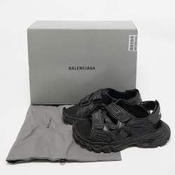 Pre Owned Balenciaga Black Rubber and Faux Leather Track Sandals Size 39