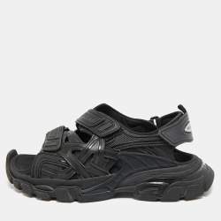 Pre Owned Balenciaga Black Rubber and Faux Leather Track Sandals Size 39