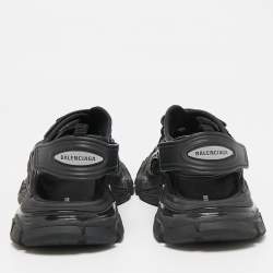 Pre Owned Balenciaga Black Rubber and Faux Leather Track Sandals Size 39