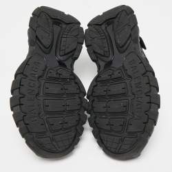 Pre Owned Balenciaga Black Rubber and Faux Leather Track Sandals Size 39