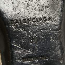 Balenciaga Grey Leather Arena Flat Sandals Size 38