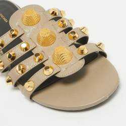 Balenciaga Grey Leather Arena Flat Sandals Size 38