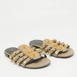 Balenciaga Grey Leather Arena Flat Sandals Size 38