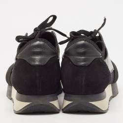 Pre Owned Balenciaga Black Leather and Mesh Race Runner Sneakers Size 38