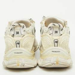 Balenciaga White Mesh and Faux Leather Runner Sneakers Size 38