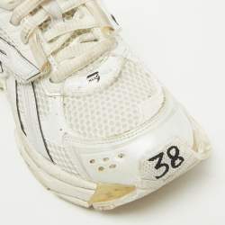 Balenciaga White Mesh and Faux Leather Runner Sneakers Size 38