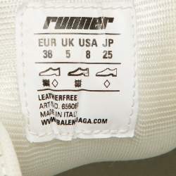 Balenciaga White Mesh and Faux Leather Runner Sneakers Size 38