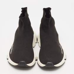 Balenciaga Black Knit Fabric Speed Trainer High Top Sneakers Size 38
