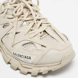 Balenciaga Grey Faux Leather and Mesh Track Mules Size 39