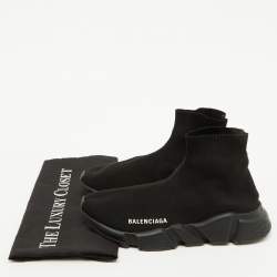 Balenciaga Black Knit Fabric Speed Trainer Slip On Sneakers Size 38