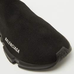 Balenciaga Black Knit Fabric Speed Trainer Slip On Sneakers Size 38