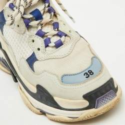 Balenciaga Multicolor Faux Leather and Mesh Triple S Sneakers Size 38
