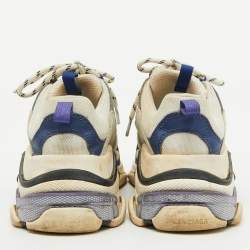 Balenciaga Multicolor Faux Leather and Mesh Triple S Sneakers Size 38