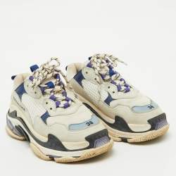 Balenciaga Multicolor Faux Leather and Mesh Triple S Sneakers Size 38
