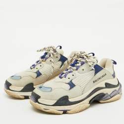 Balenciaga Multicolor Faux Leather and Mesh Triple S Sneakers Size 38