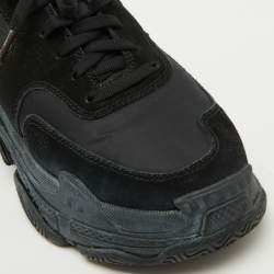 Balenciaga Black Nylon and Suede Triple S Sneakers Size 38