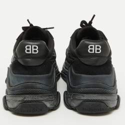 Balenciaga Black Nylon and Suede Triple S Sneakers Size 38