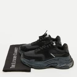 Balenciaga Black Nylon and Suede Triple S Sneakers Size 38