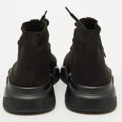 Balenciaga Black Knit Fabric Speed Trainer Lace Up Sneakers Size 38