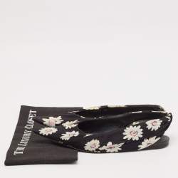 Balenciaga Black Floral Print Fabric Pointed Toe Slingback Flats Size 38