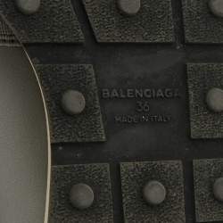 Balenciaga Silver Leather and Mesh Race Runner Sneakers Size 36