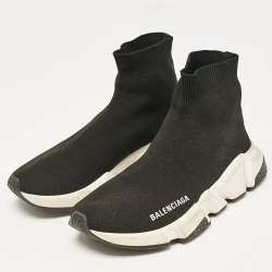 Balenciaga Black Knit Fabric Speed Slip On Sneakers Size 36