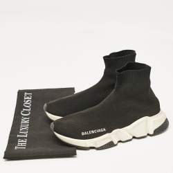 Balenciaga Black Knit Fabric Speed Slip On Sneakers Size 36