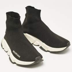 Balenciaga Black Knit Fabric Speed Slip On Sneakers Size 36