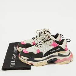 Balenciaga Multicolor Faux Leather and Mesh Triple S Sneakers Size 37