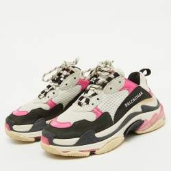 Balenciaga Multicolor Faux Leather and Mesh Triple S Sneakers Size 37