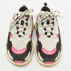 Balenciaga Multicolor Faux Leather and Mesh Triple S Sneakers Size 37