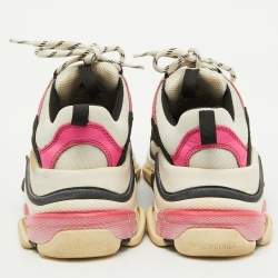 Balenciaga Multicolor Faux Leather and Mesh Triple S Sneakers Size 37