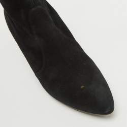 Stuart Weitzman Black Suede Leather Highland Over The Knee Boots Size 37.5