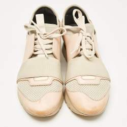 Balenciaga Multicolor Leather and Suede Race Runner Lace Up Sneakers Size 37