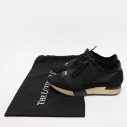 Balenciaga Black Neoprene and Patent Race Runner Sneakers Size 37