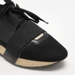 Balenciaga Black Neoprene and Patent Race Runner Sneakers Size 37