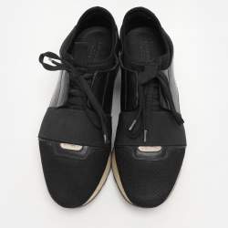 Balenciaga Black Neoprene and Patent Race Runner Sneakers Size 37