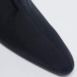 Pre Owned Balenciaga Navy Blue Knit Fabric Over The Knee Boots Size 40