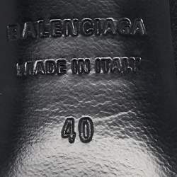 Pre Owned Balenciaga Navy Blue Knit Fabric Over The Knee Boots Size 40