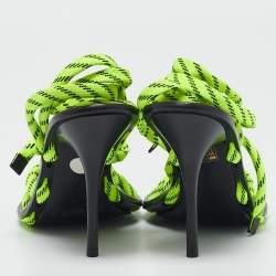 Balenciaga Neon Green Fabric Lace Up Sandals Size 39