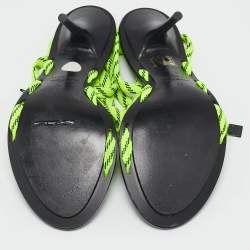 Balenciaga Neon Green Fabric Lace Up Sandals Size 39