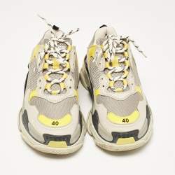Balenciaga Multicolor Leather and Mesh Triple S Low Top Sneakers Size 40